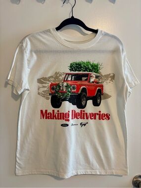 Ford White Short Sleeve Tee with Red Truck Graphic